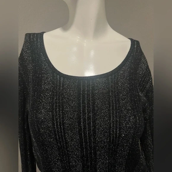 Harley-Davidson Women”s  Black & Silver Metallic LS Stretch Top Blouse Size XL - Picture 2 of 12